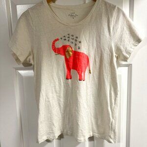 Pink Elephant Glitter Rain J Crew Graphic Tee Size M
